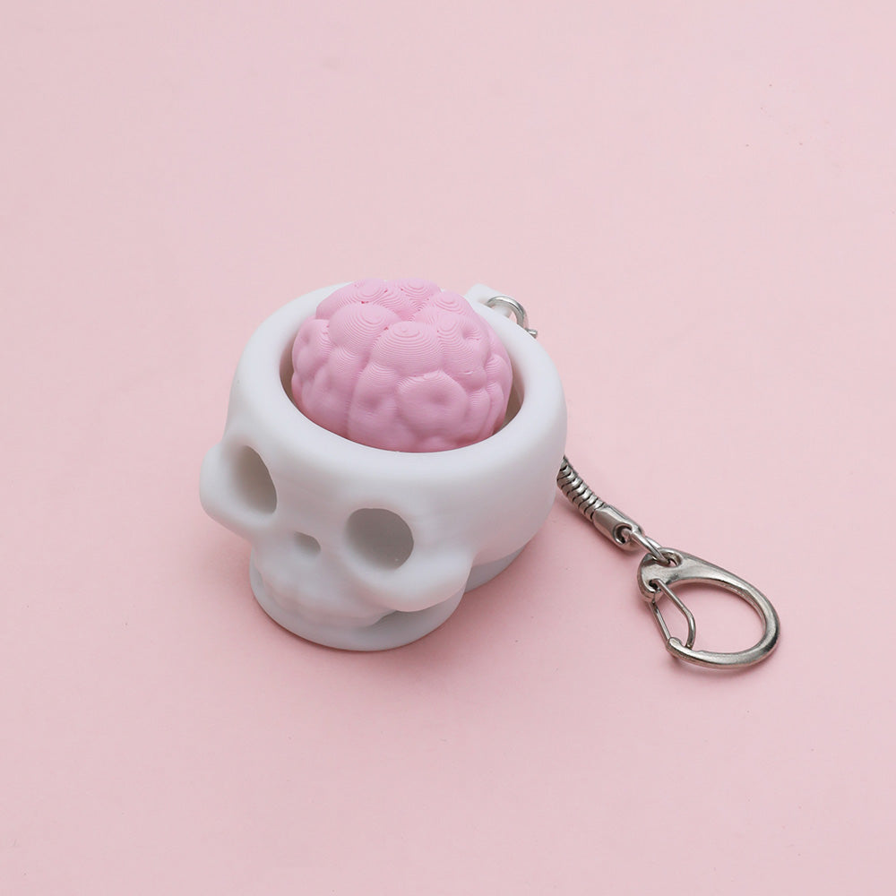 Spooky Cute Skull & Brain Pop-Up Squeeze Toy - Portable Gothic Stress Relief Accessory