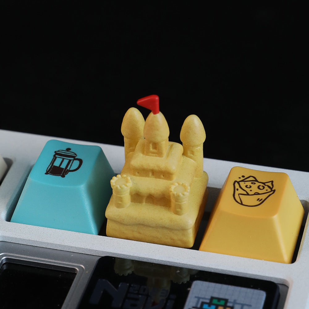 Sand Castle Artisan Keycap, 3D Hand-Painted Custom Keycap for Cherry MX Mechanical Keyboards
