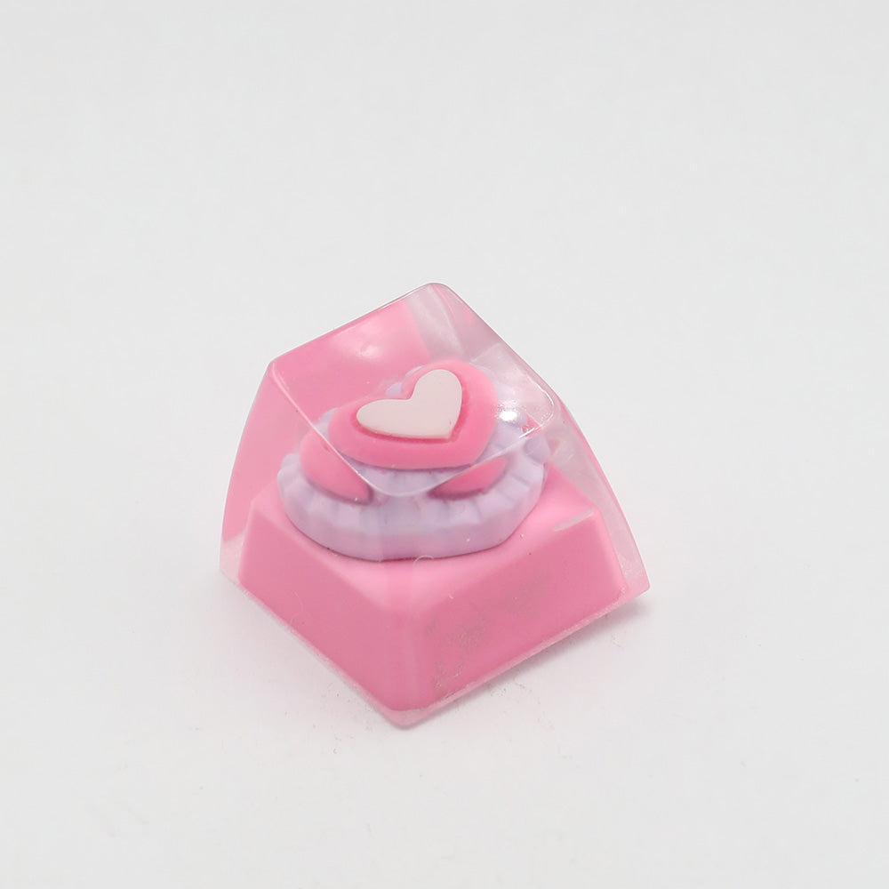 Kawaii Lace Heart Artisan Resin Keycap - Sweet Pink Lolita Style for Mechanical Keyboards