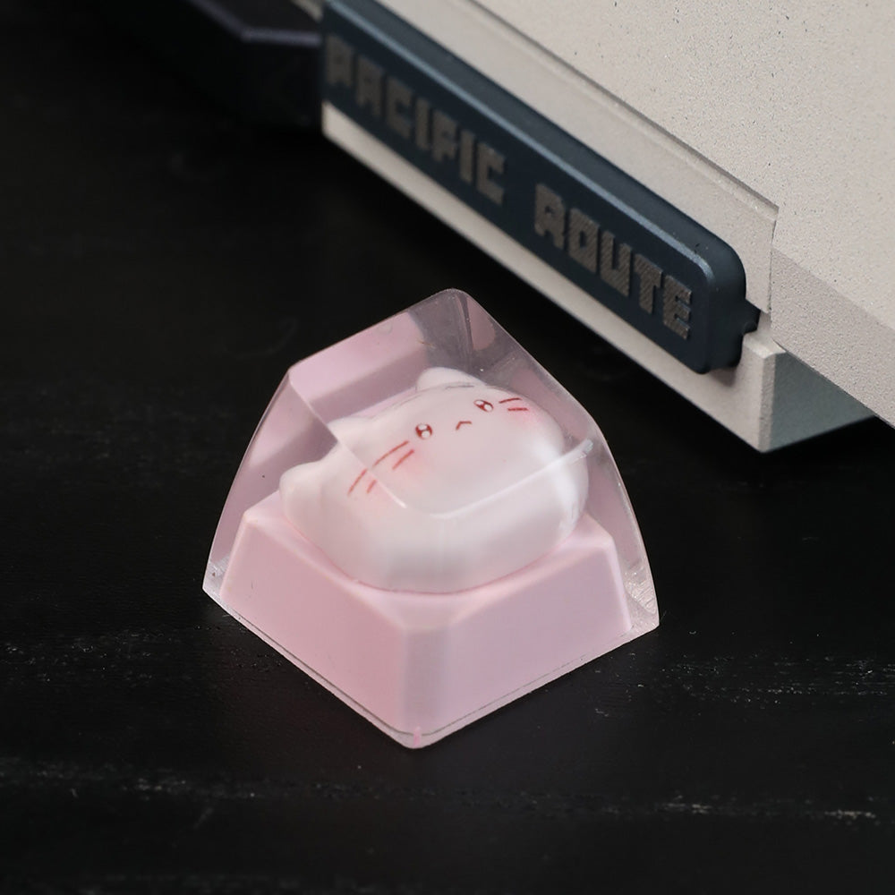 Cute Pink Cat Resin Artisan Keycap for Mechanical Keyboards
