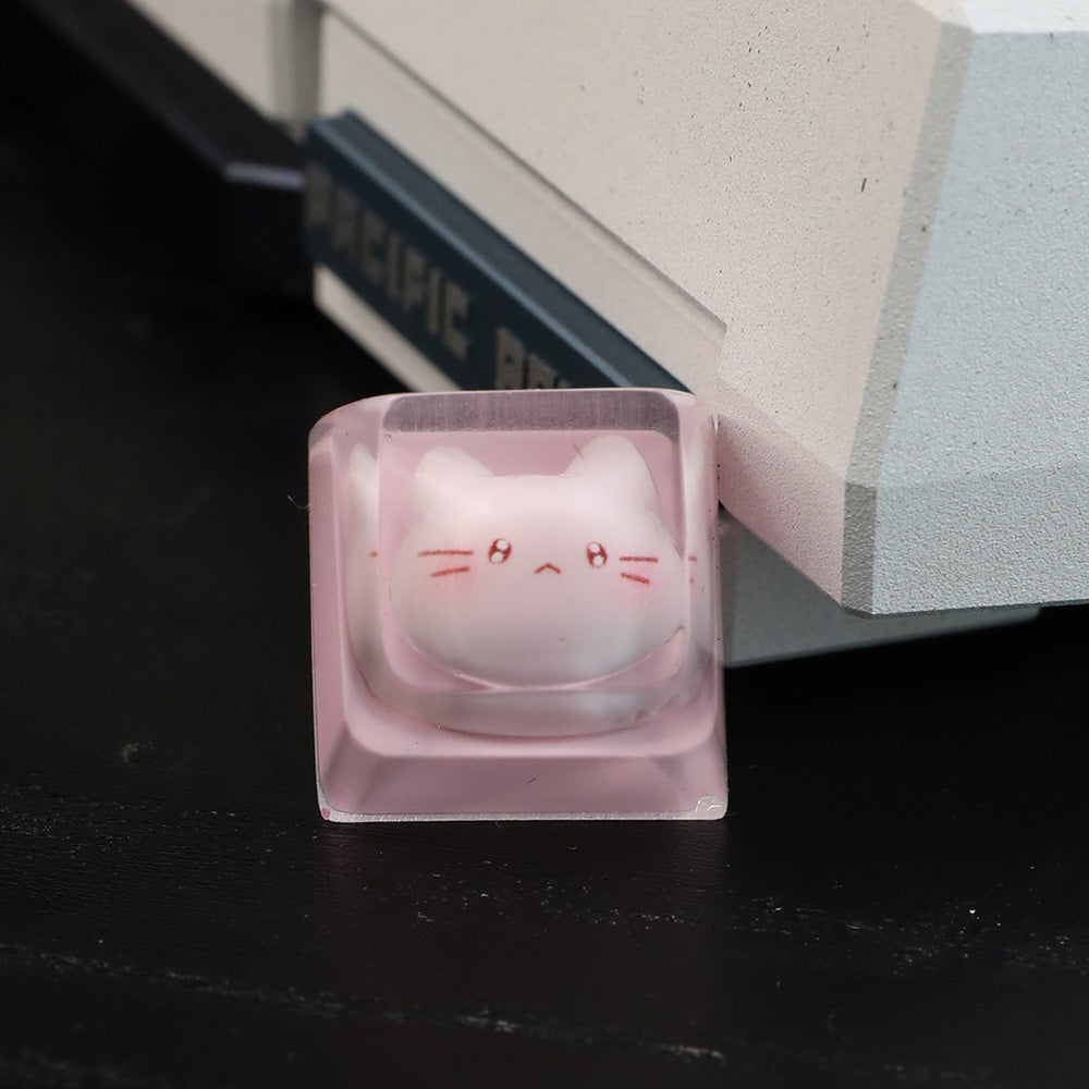 Cute Pink Cat Resin Artisan Keycap for Mechanical Keyboards
