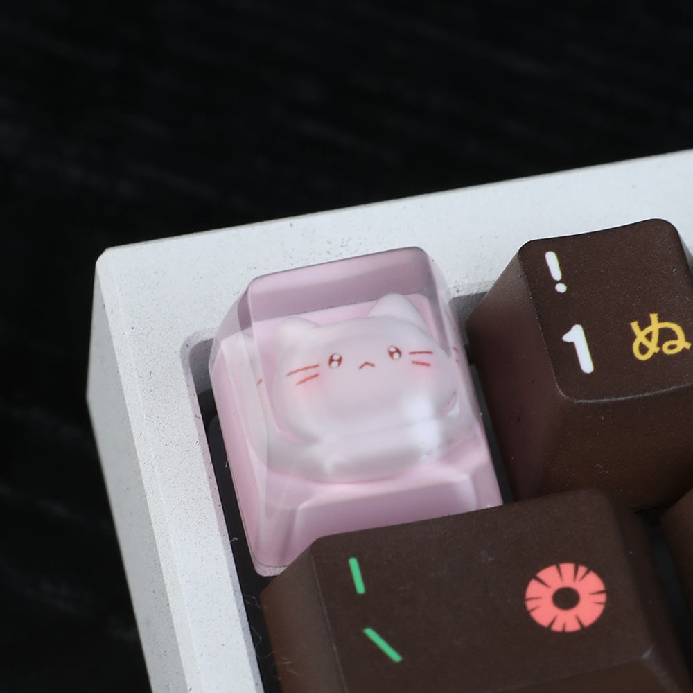 Cute Pink Cat Resin Artisan Keycap for Mechanical Keyboards
