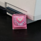 Kawaii Lace Heart Artisan Resin Keycap - Sweet Pink Lolita Style for Mechanical Keyboards