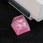 Kawaii Lace Heart Artisan Resin Keycap - Sweet Pink Lolita Style for Mechanical Keyboards
