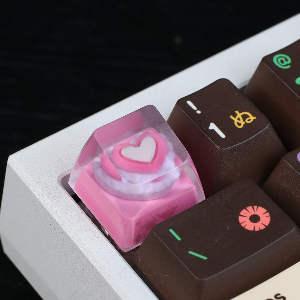 Kawaii Lace Heart Artisan Resin Keycap - Sweet Pink Lolita Style for Mechanical Keyboards