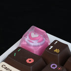 Kawaii Lace Heart Artisan Resin Keycap - Sweet Pink Lolita Style for Mechanical Keyboards
