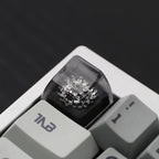 Vintage Heart Pattern Resin Artisan Keycap with Red Gem Accent