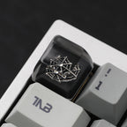 Vintage Heart Pattern Resin Artisan Keycap with Red Gem Accent
