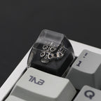 Vintage Heart Pattern Resin Artisan Keycap with Red Gem Accent