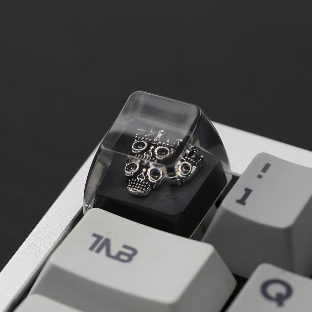 Vintage Heart Pattern Resin Artisan Keycap with Red Gem Accent