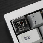 Vintage Heart Pattern Resin Artisan Keycap with Red Gem Accent
