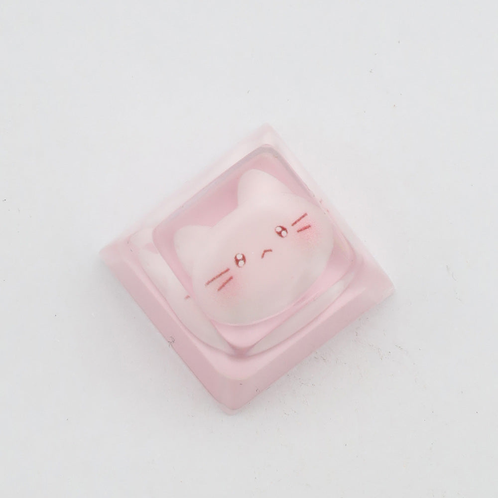 Cute Pink Cat Resin Artisan Keycap for Mechanical Keyboards