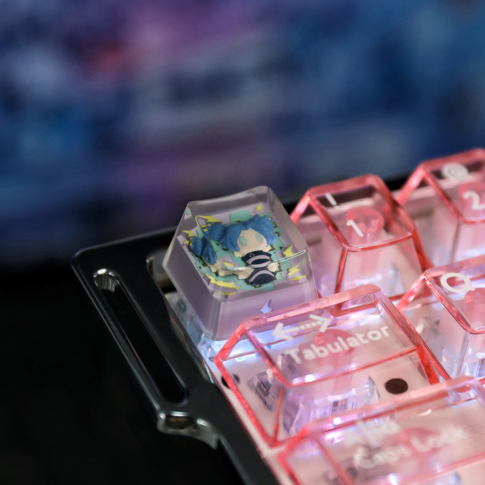 Cute Chibi Anime Character Resin Artisan Keycaps - 5 Pastel Designs