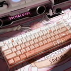 Cherry Blossom Gradient PBT Keycap Set, 132 Keys Dye-Sublimated Pink/White Keycaps for Mechanical Keyboards