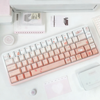 Cherry Blossom Gradient PBT Keycap Set, 132 Keys Dye-Sublimated Pink/White Keycaps for Mechanical Keyboards