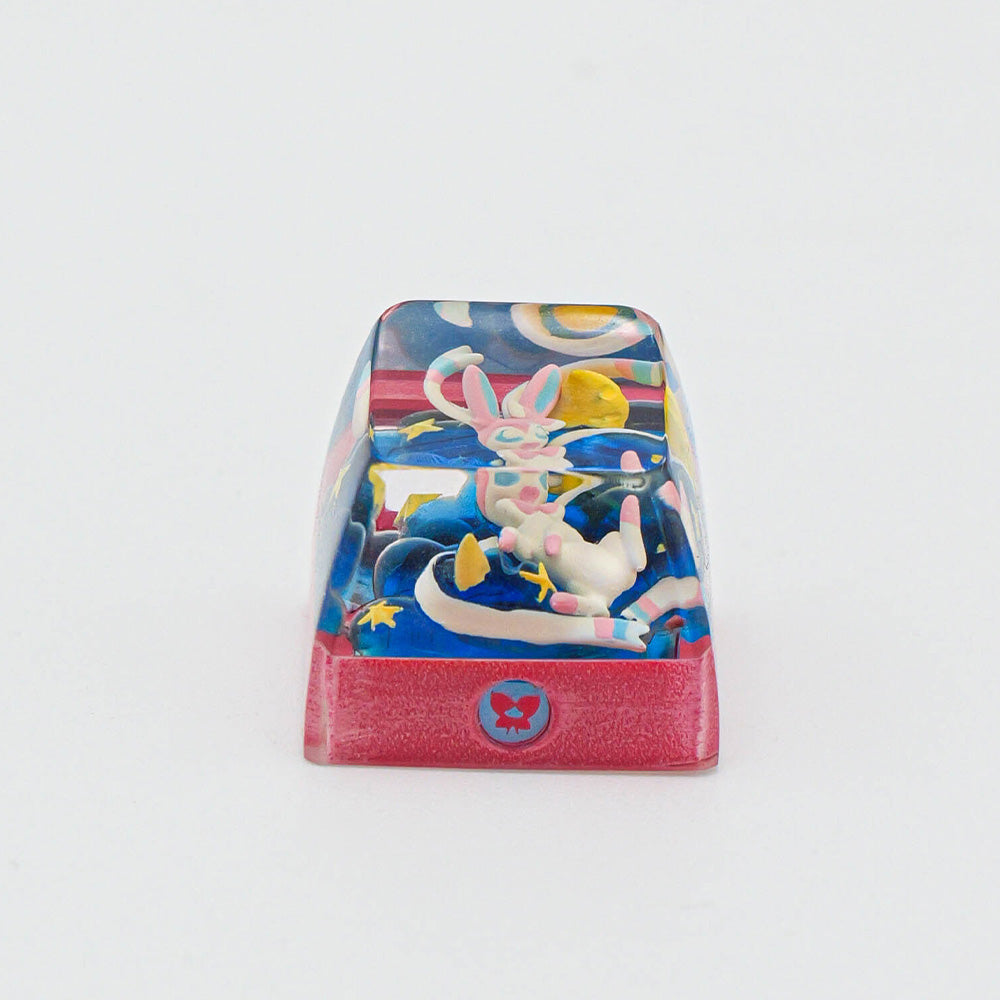 Pokémon Sylveon Artisan Resin Keycap - Handmade Starry Night 3D Diorama for Mechanical Keyboards