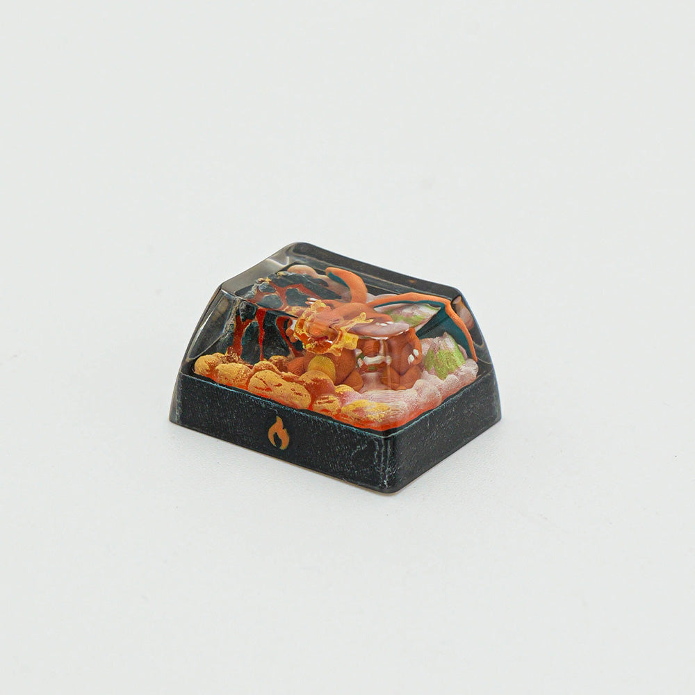 Charizard 1.5U Artisan Resin Keycap, Hand-Painted Pokémon Fire Dragon Keycap for Mechanical Keyboard