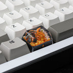 Charizard 1.5U Artisan Resin Keycap, Hand-Painted Pokémon Fire Dragon Keycap for Mechanical Keyboard