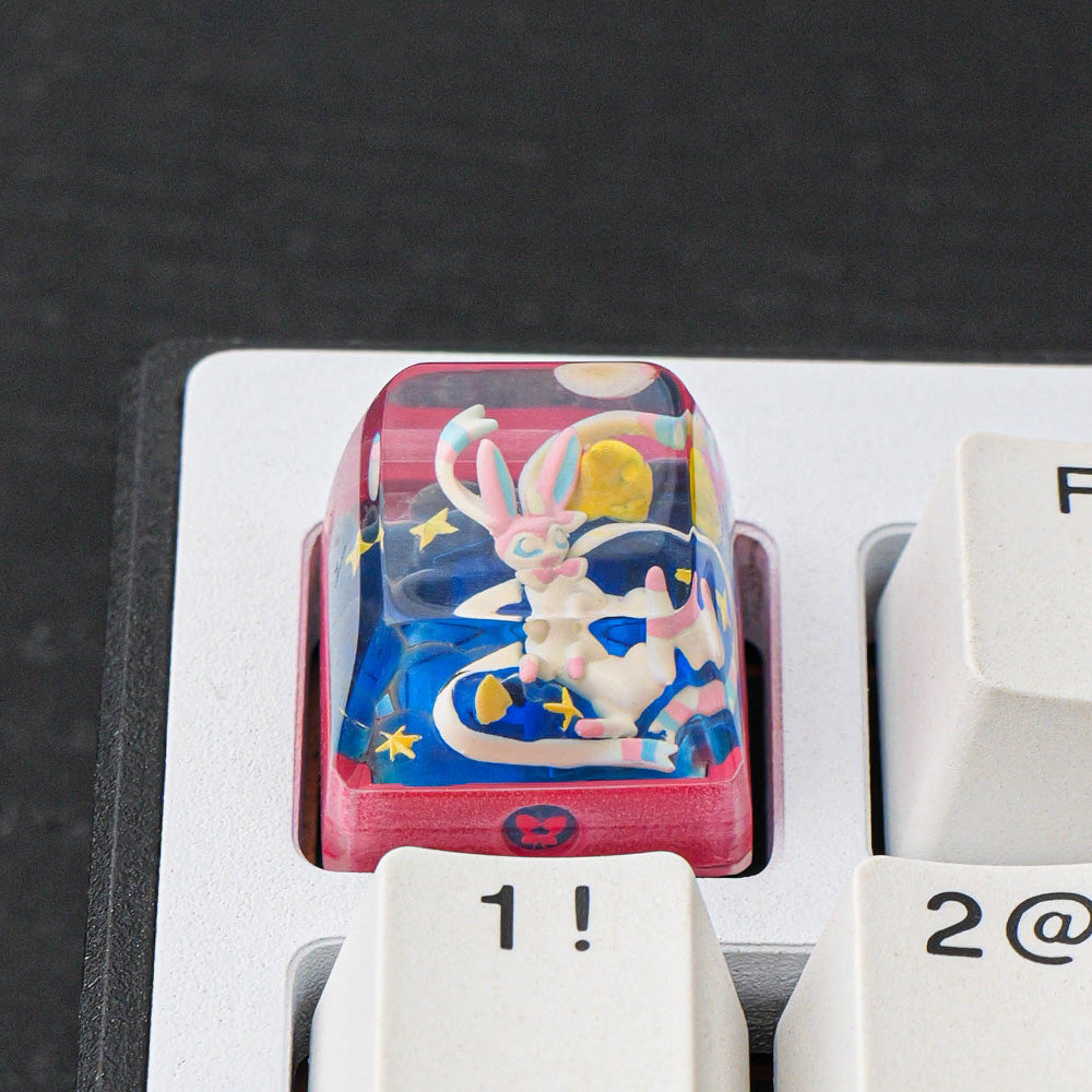Pokémon Sylveon Artisan Resin Keycap - Handmade Starry Night 3D Diorama for Mechanical Keyboards