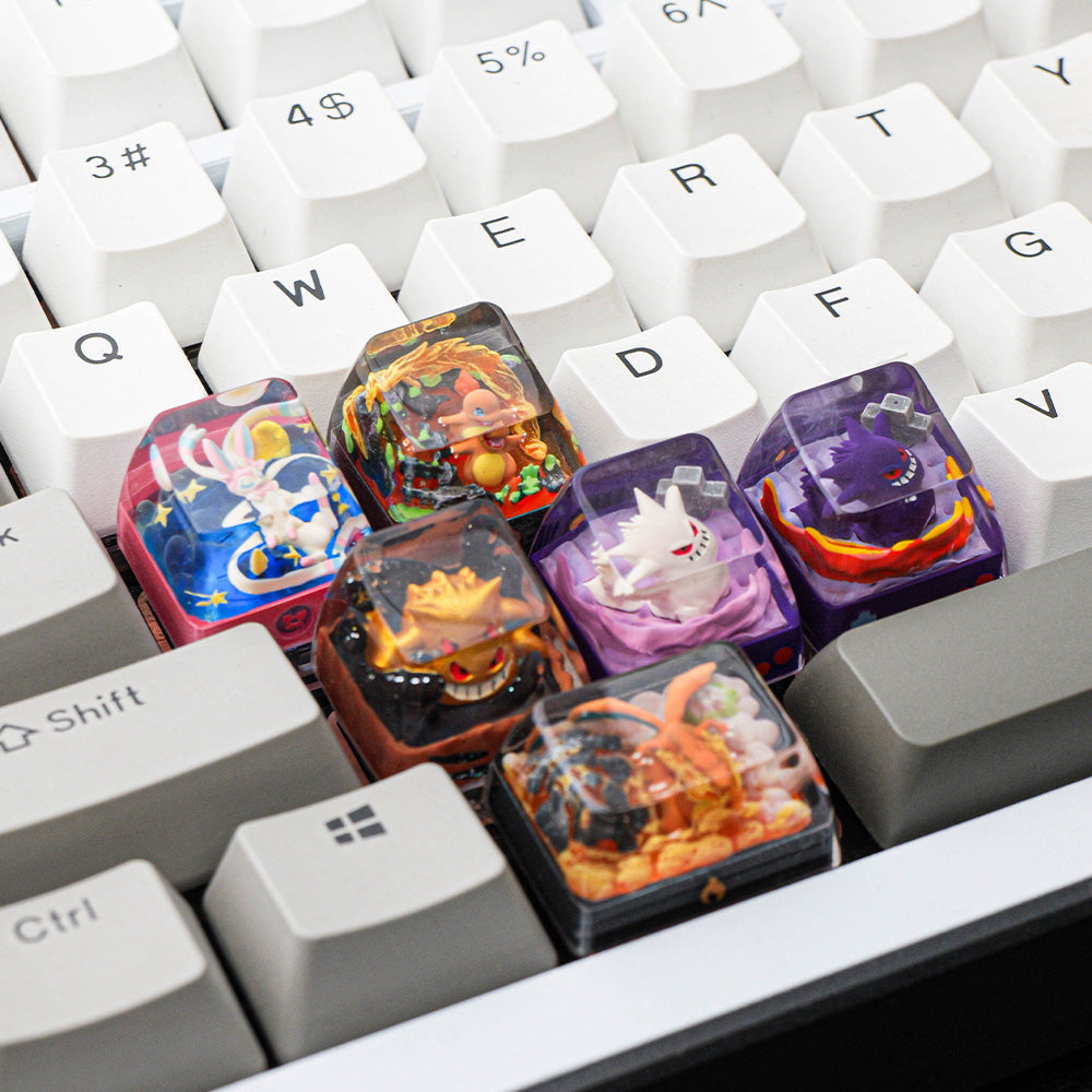 Charizard 1.5U Artisan Resin Keycap, Hand-Painted Pokémon Fire Dragon Keycap for Mechanical Keyboard