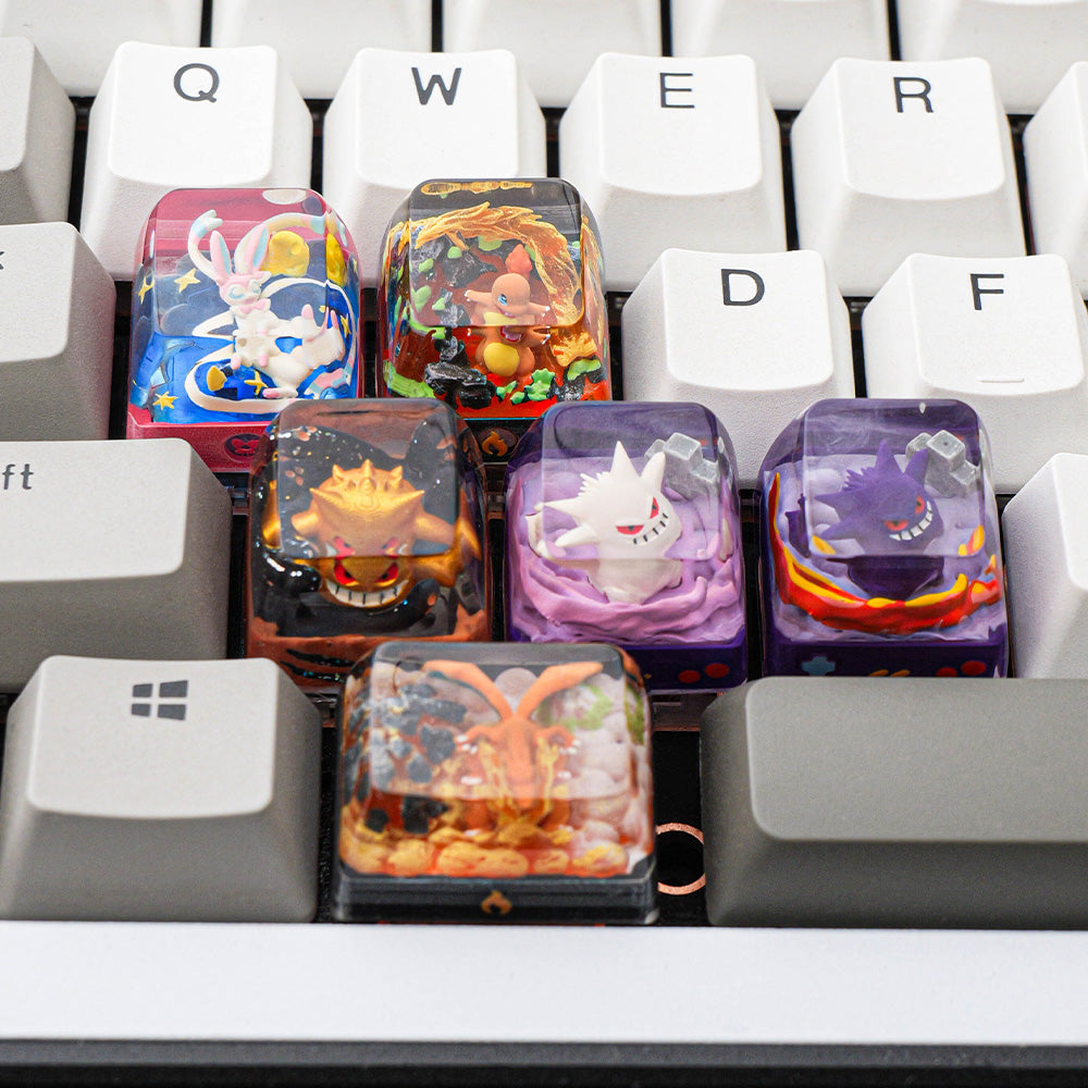 Charizard 1.5U Artisan Resin Keycap, Hand-Painted Pokémon Fire Dragon Keycap for Mechanical Keyboard
