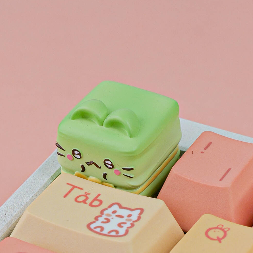 Cute Cat Shaped Artisan Keycaps, Kawaii Hand-painted Custom Keycaps for Mechanical Keyboards