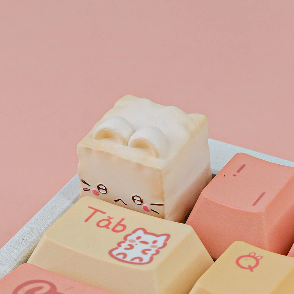 Cute Cat Shaped Artisan Keycaps, Kawaii Hand-painted Custom Keycaps for Mechanical Keyboards