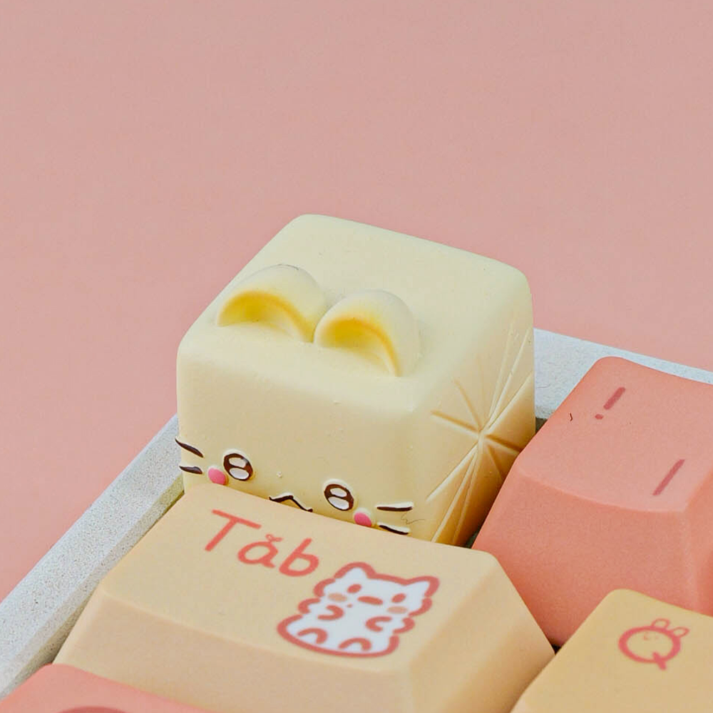 Cute Cat Shaped Artisan Keycaps, Kawaii Hand-painted Custom Keycaps for Mechanical Keyboards