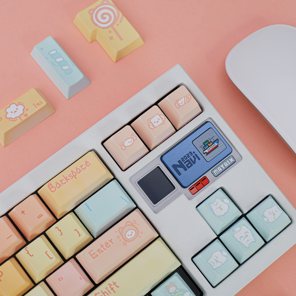 Cute Pastel Animal Keycap Set - PBT Dye-Sub Keycaps for Mechanical Keyboards