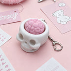 Spooky Cute Skull & Brain Pop-Up Squeeze Toy - Portable Gothic Stress Relief Accessory
