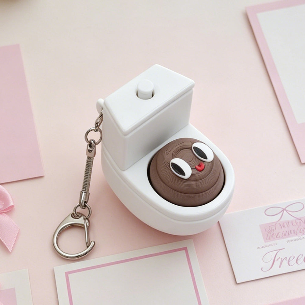 Quirky Toilet Poop Pop-Up Clicker Keychain - Fun Gag Gift & Desk Decor Toy