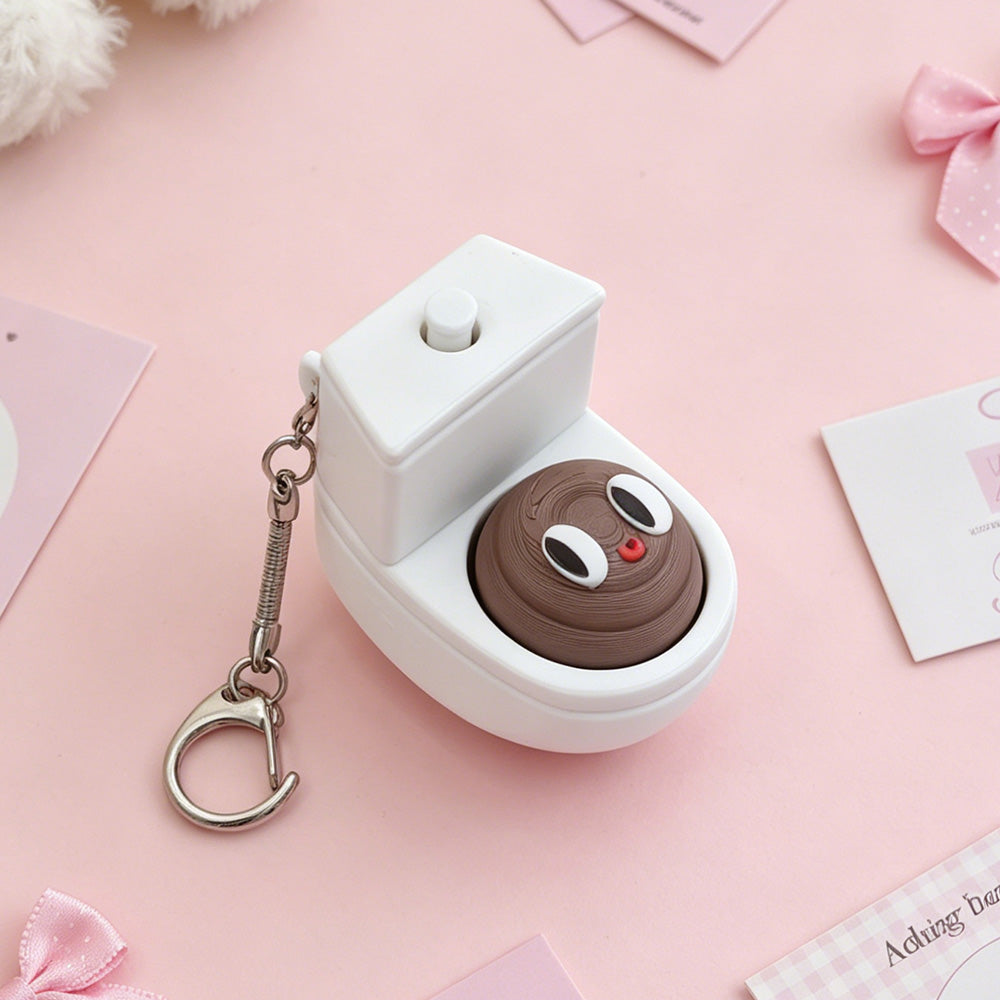 Quirky Toilet Poop Pop-Up Clicker Keychain - Fun Gag Gift & Desk Decor Toy