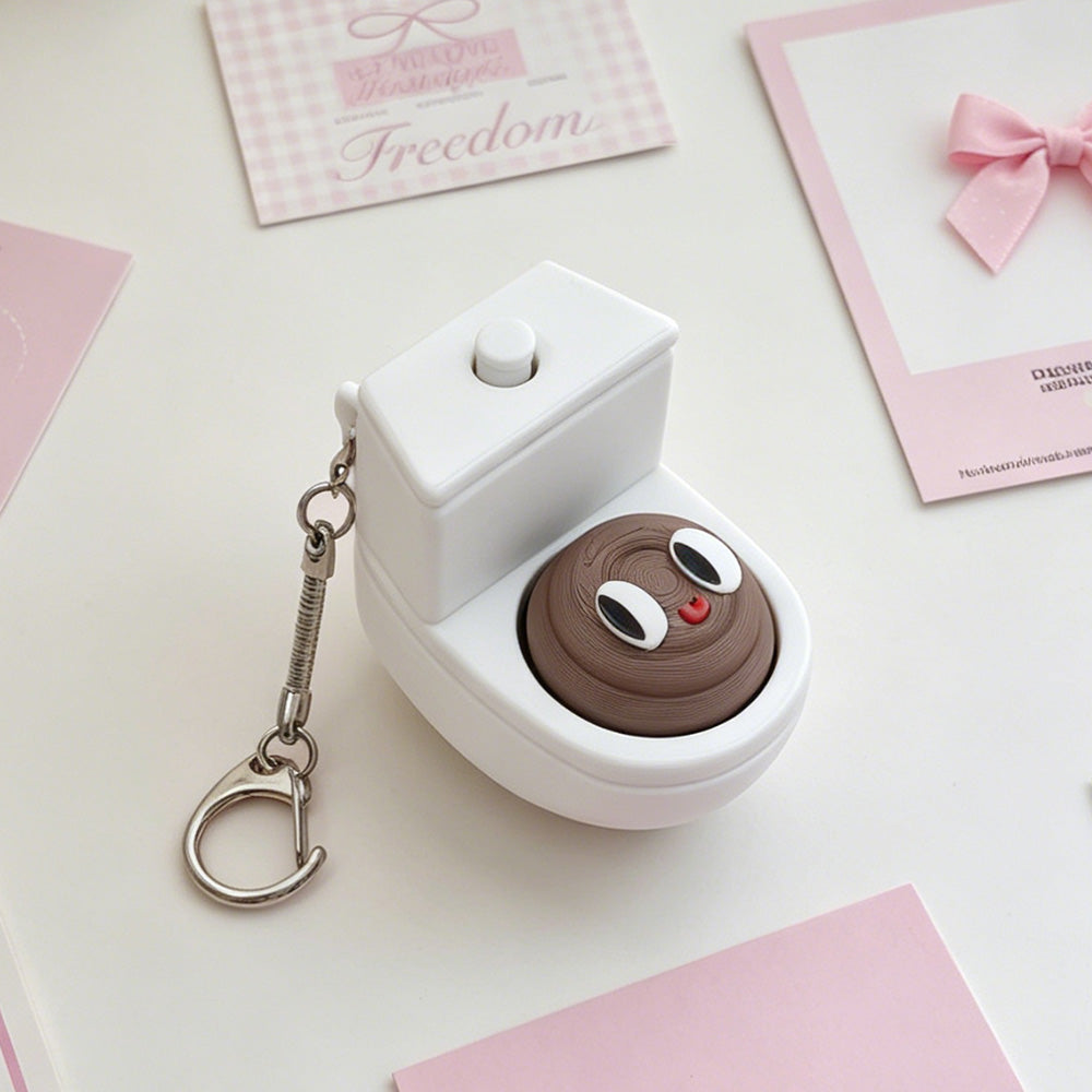 Quirky Toilet Poop Pop-Up Clicker Keychain - Fun Gag Gift & Desk Decor Toy
