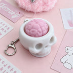 Spooky Cute Skull & Brain Pop-Up Squeeze Toy - Portable Gothic Stress Relief Accessory