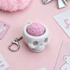 Spooky Cute Skull & Brain Pop-Up Squeeze Toy - Portable Gothic Stress Relief Accessory