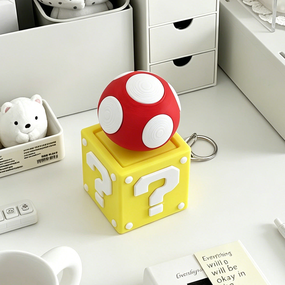 Mario Bros Interactive Pop-Up Fidget Keychains - Fire Flower, Piranha Plant, Mushroom & Coin Block