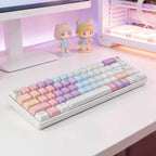 Pastel Space Adventure 142-Key PBT Dye-Sub Keycap Set, Cute Rocket & Planet Keycaps for Mechanical Keyboards