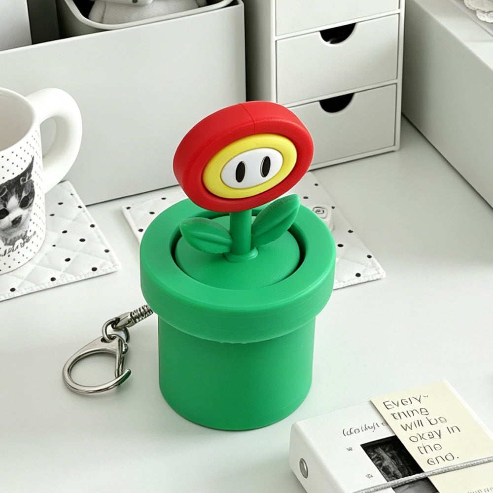 Mario Bros Interactive Pop-Up Fidget Keychains - Fire Flower, Piranha Plant, Mushroom & Coin Block
