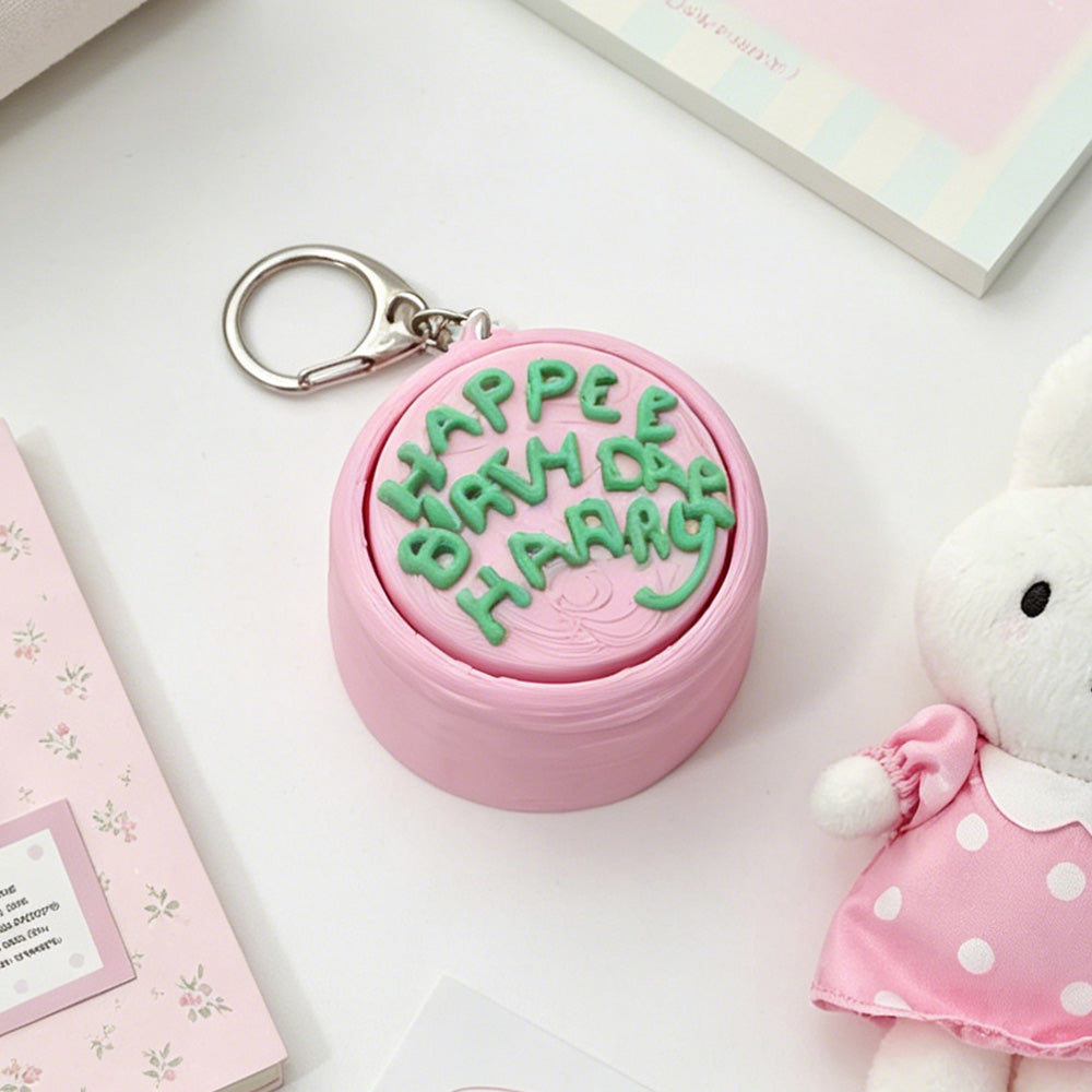 Mini Birthday Cake Fidget Keychain - Cute Pastry Click Toy for Daily Calm & Decoration