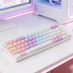 Pastel Space Adventure 142-Key PBT Dye-Sub Keycap Set, Cute Rocket & Planet Keycaps for Mechanical Keyboards