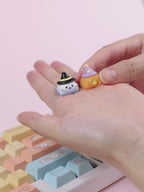 Halloween Ghost & Pumpkin Artisan Keycaps, Cute 3D Hand-Painted Custom Keycaps for Mechanical Keyboards