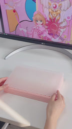 Cherry Blossom Gradient PBT Keycap Set, 132 Keys Dye-Sublimated Pink/White Keycaps for Mechanical Keyboards