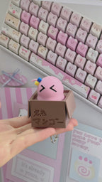 Adorable Pink Slime in Cardboard Box Clicker Fidget Keychain - Cute Gamer Accessory