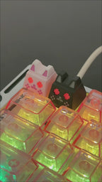 Pixel Cat 3D Artisan Keycaps (Black & White Set)