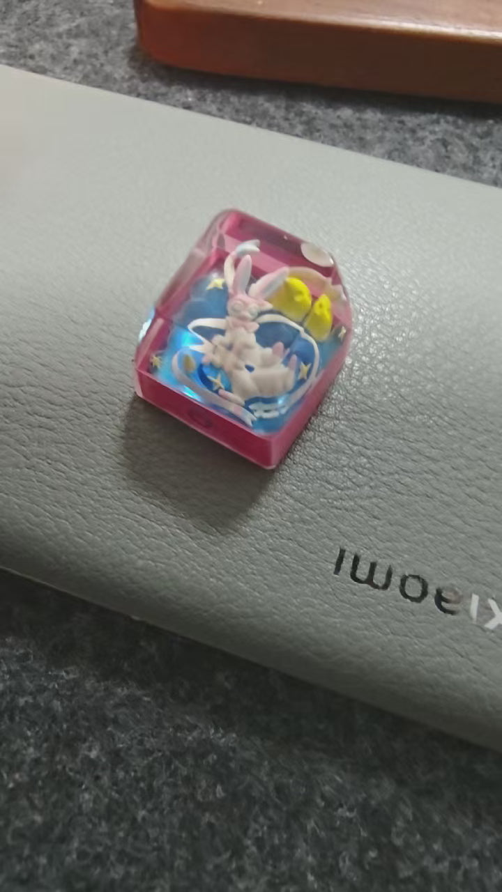 Pokémon Sylveon Artisan Resin Keycap - Handmade Starry Night 3D Diorama for Mechanical Keyboards