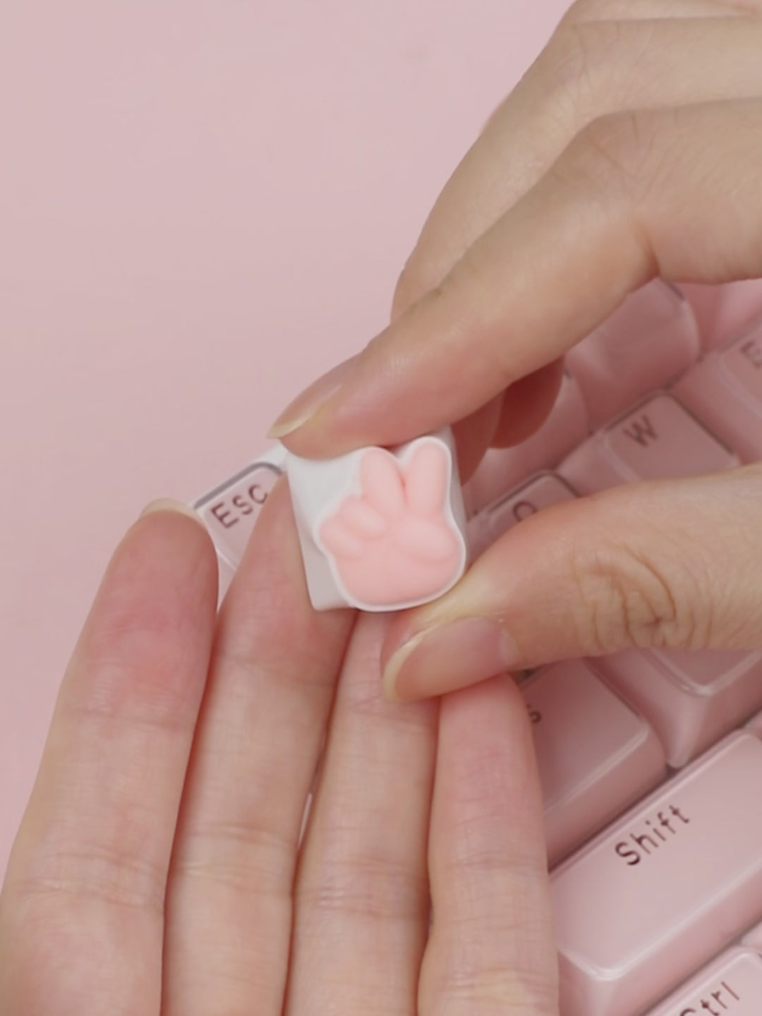 Cute Pink Bunny Paw Artisan Keycap, 3D Handmade Custom Keycap for Cherry MX Mechanical Keyboards