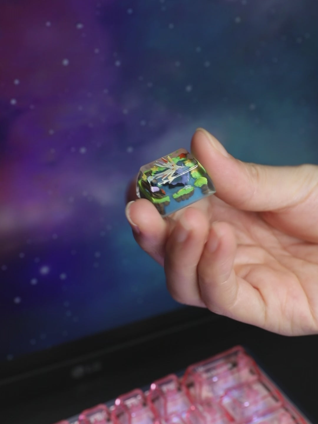 Pokémon Xerneas Artisan Resin Keycap - Handmade 3D Diorama for Mechanical Keyboards
