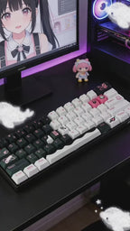 Grunge Cute Pink & Black PBT Keycap Set - Gothic Lolita Style for Mechanical Keyboards