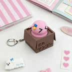 Adorable Pink Slime in Cardboard Box Clicker Fidget Keychain - Cute Gamer Accessory