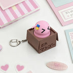 Adorable Pink Slime in Cardboard Box Clicker Fidget Keychain - Cute Gamer Accessory